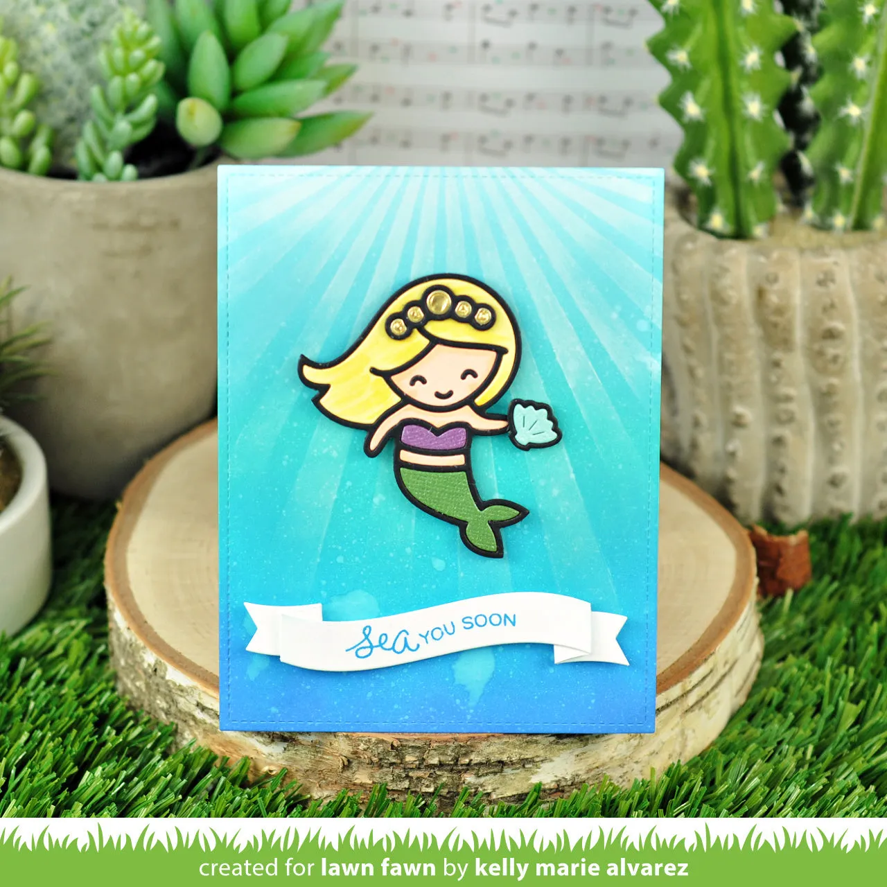 Lawn Fawn Sunray Background Stencil Schablone 15x15 cm
