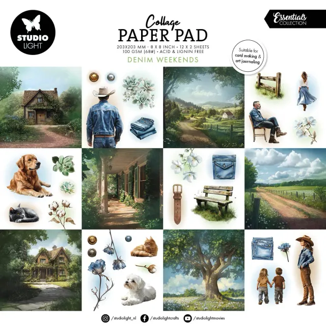 StudioLight Essentials Denim Weekends Collage Papierblock 24 Blatt