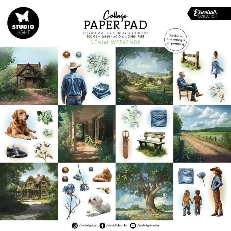 StudioLight Essentials Denim Weekends Collage Papierblock 24 Blatt