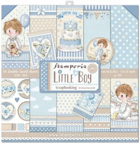 Stamperia Little Boy Scrapbook-Papierblock 30,5x30,5 10 Blätter doppelseitig
