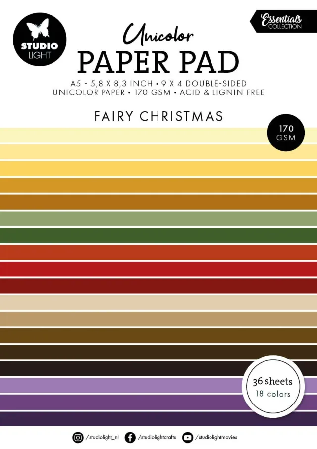 StudioLight Essentials Unicolor Paper Pad Fairy Christmas 36 Blatt