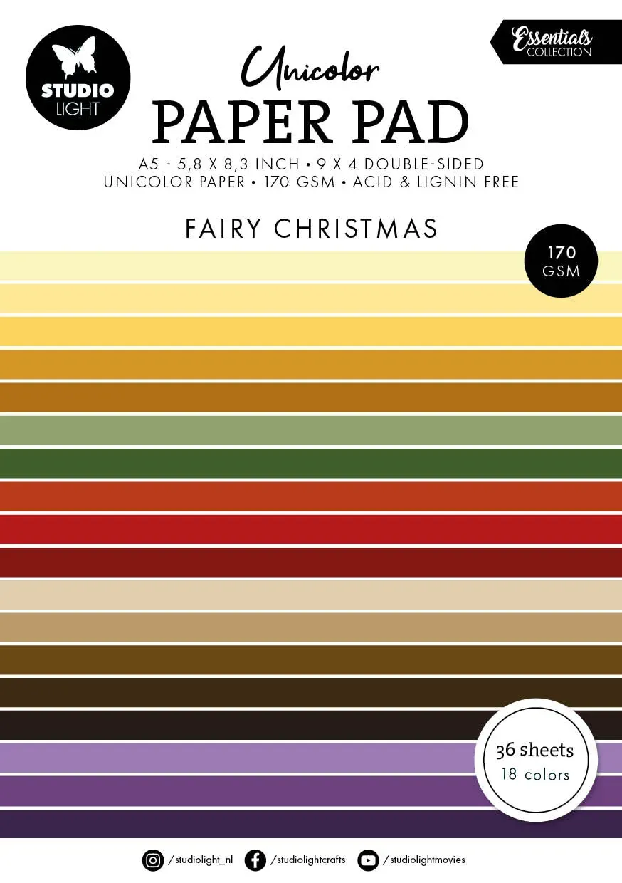 StudioLight Essentials Unicolor Paper Pad Fairy Christmas 36 Blatt
