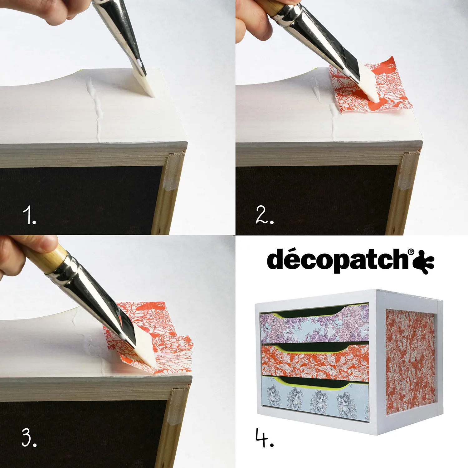 décopatch C594O Blume Orange-Rosa Papier 3er Pack 395mm