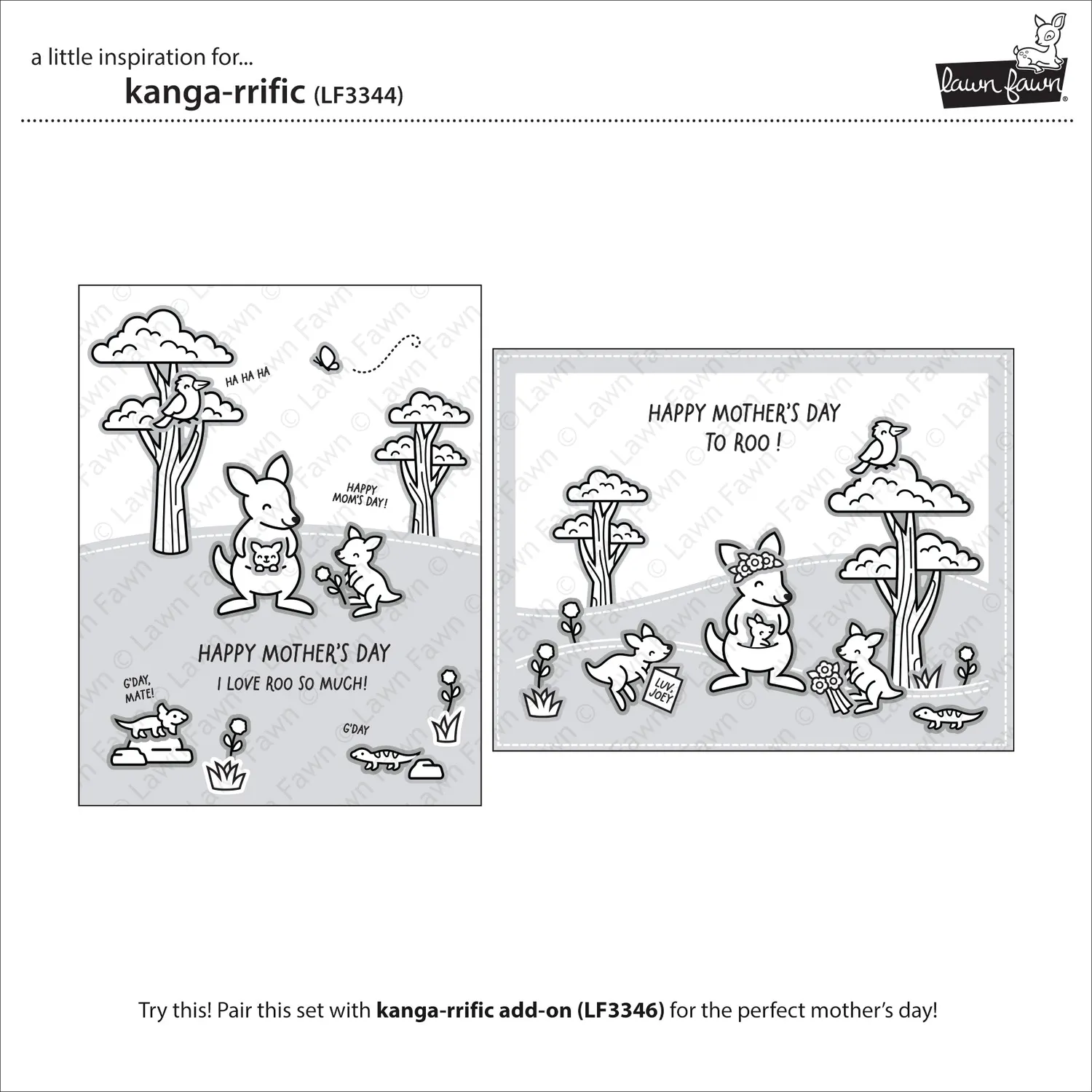 Lawn Fawn Kanga-rrific Stempelset Känguru Muttertag
