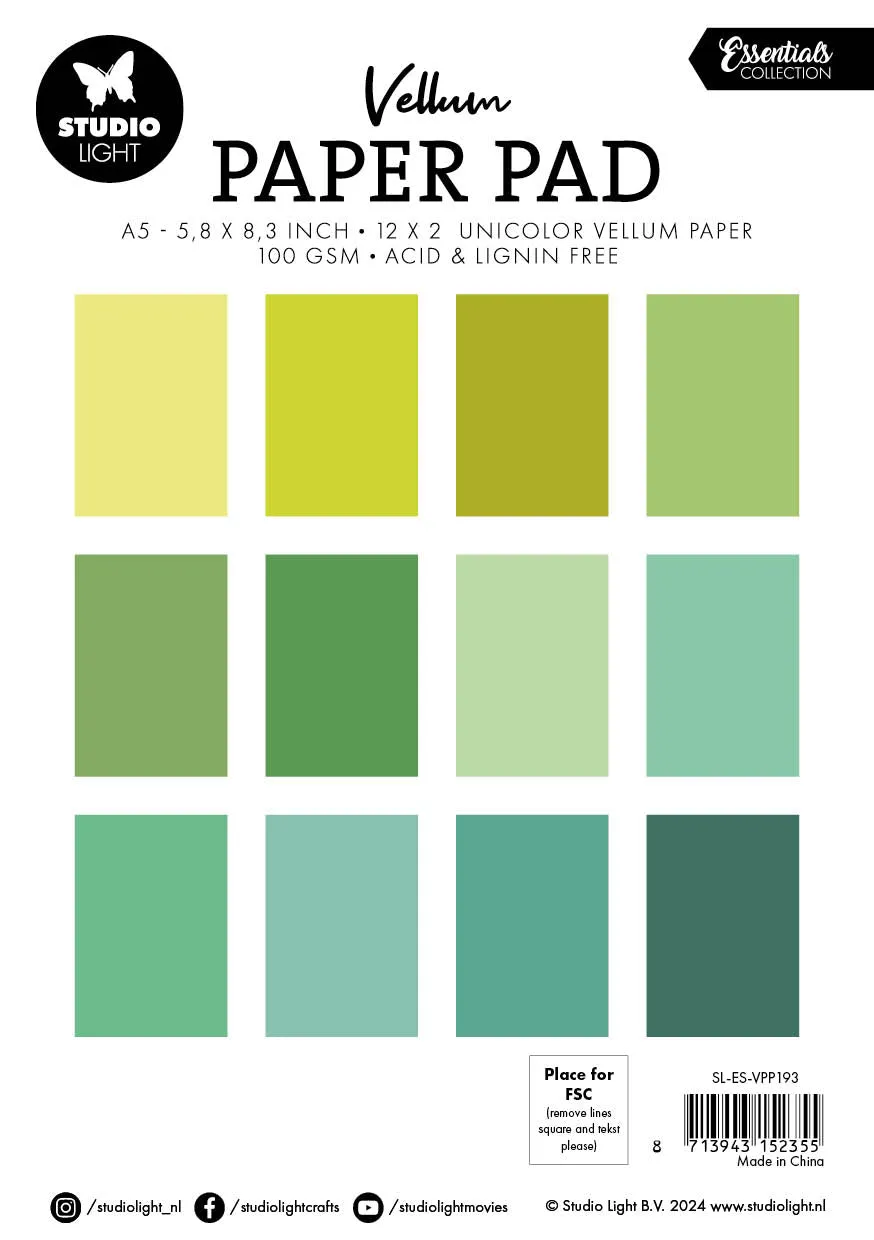 StudioLight Essentials Shades of green Vellumpapierblock 36 Blatt