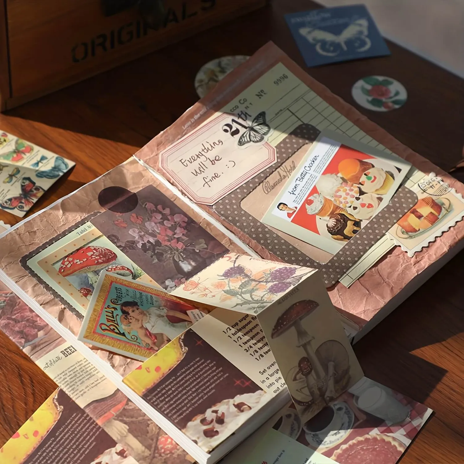 Ieebee Vintage Junk Journal Kit 346-teilig Papier Sticker