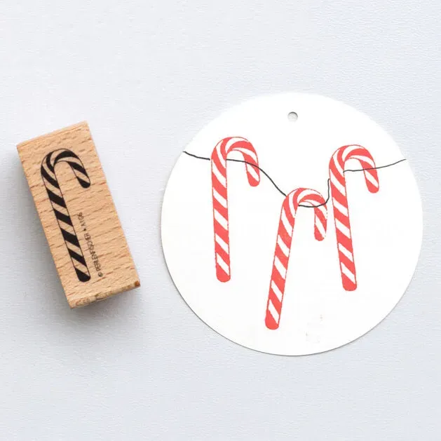 Perlenfischer Zuckerstange Stempel Holz 41 mm