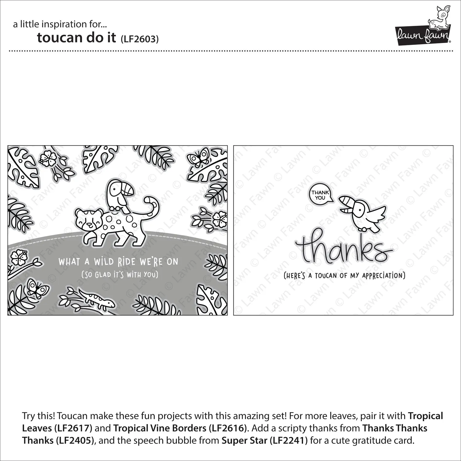 Lawn Fawn Toucan Do It LF2603 Stempelset Tropisch