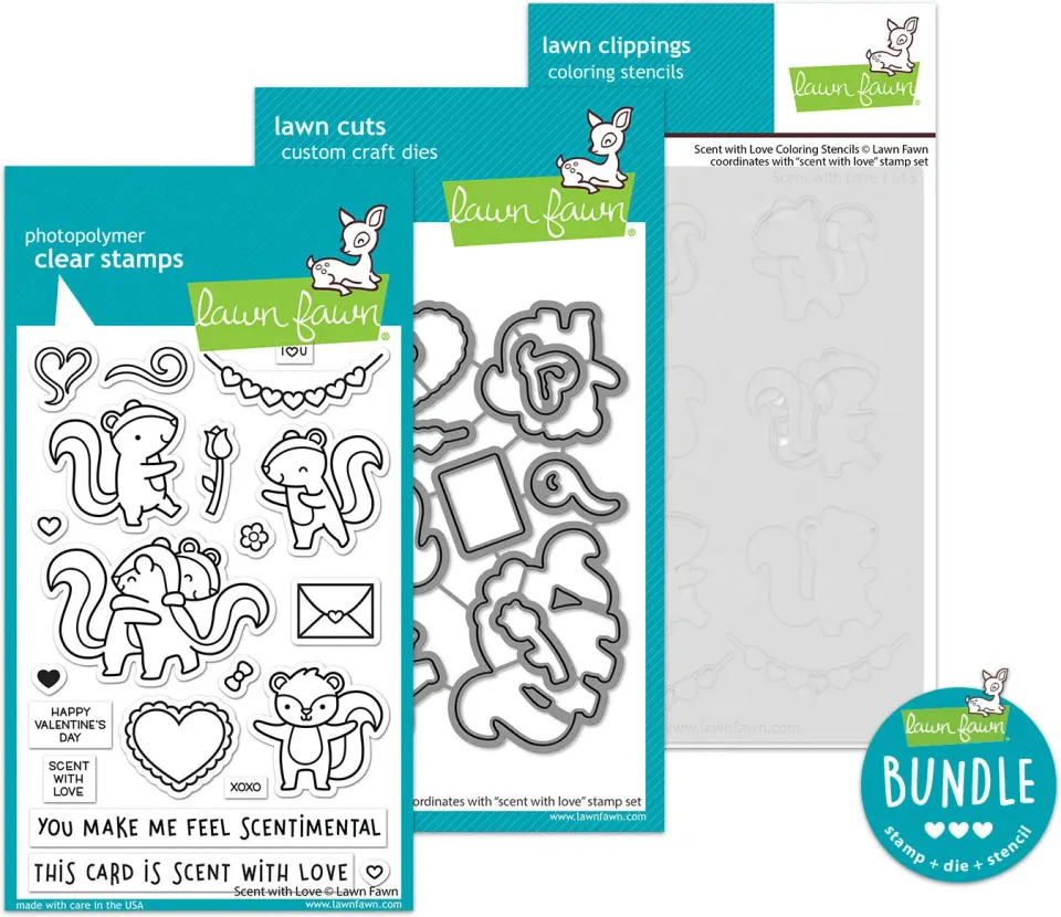 Lawn Fawn Scent with Love Stempelset Bundle Stanz+Stencil