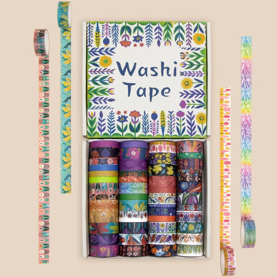 Ieebee Floral Washi Tape Set 48 Rollen Folk Art