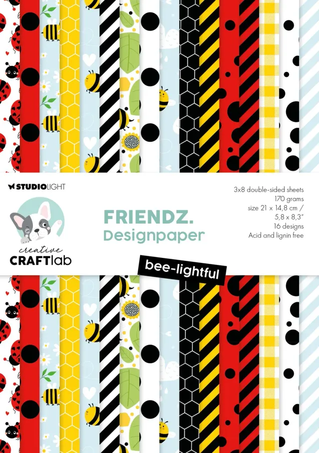 StudioLight Creative Craftlab Friendz Bee-lightful Designpapier 24 Blatt Biene