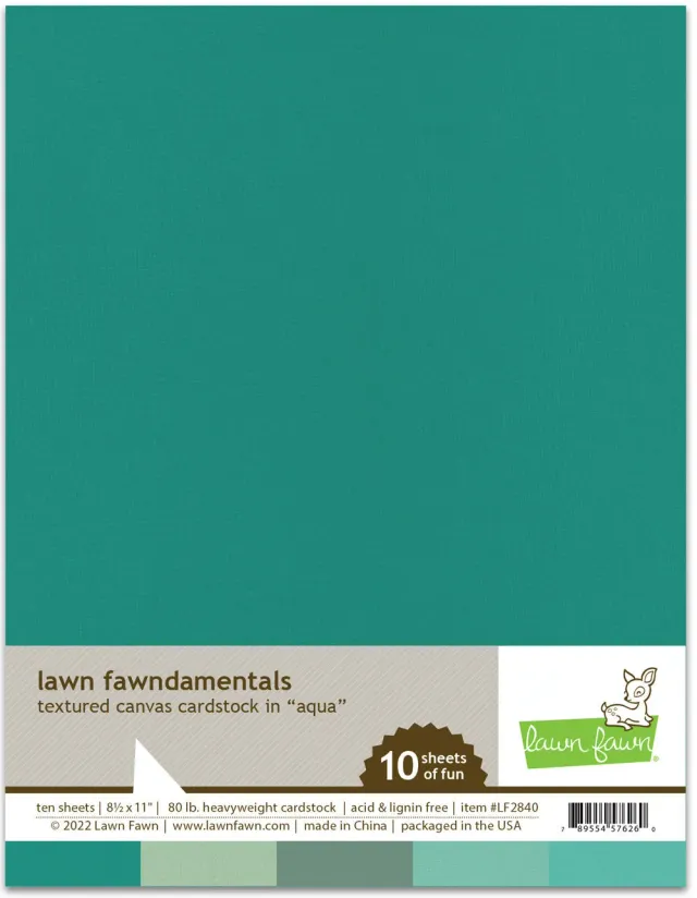 Lawn Fawn Textured Canvas LF2840 Farbkarton Aqua 10 Blatt