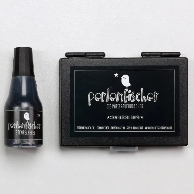 Perlenfischer Stempelkissen Set Schwarz 25 ml Dye Ink