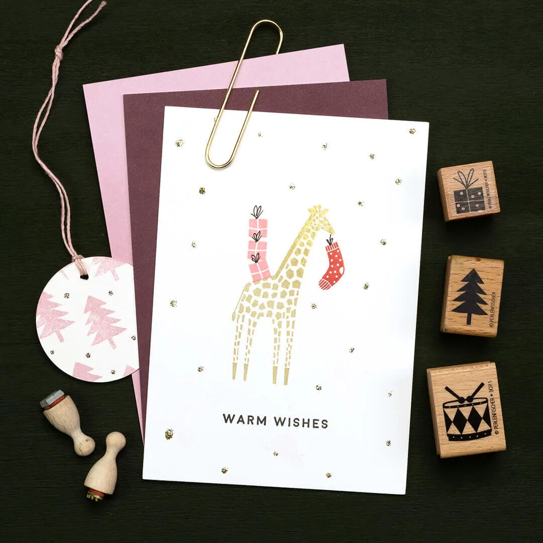 Perlenfischer Giraffe Stempel 73x37 mm Holz Tiere