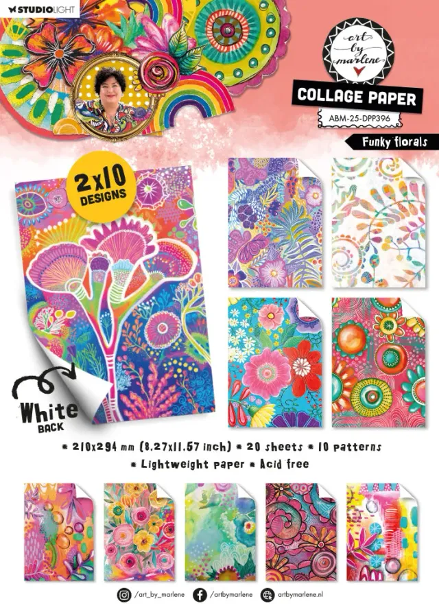 Art by Marlene Funky Florals Collage Papierblock A4