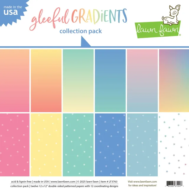 Lawn Fawn Gleeful Gradients LF3763 Papier 12x12 12 Blatt