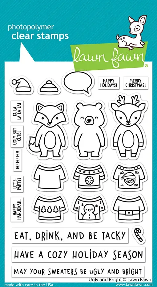 Lawn Fawn Ugly and Bright LF2947 Stempelset Weihnachten