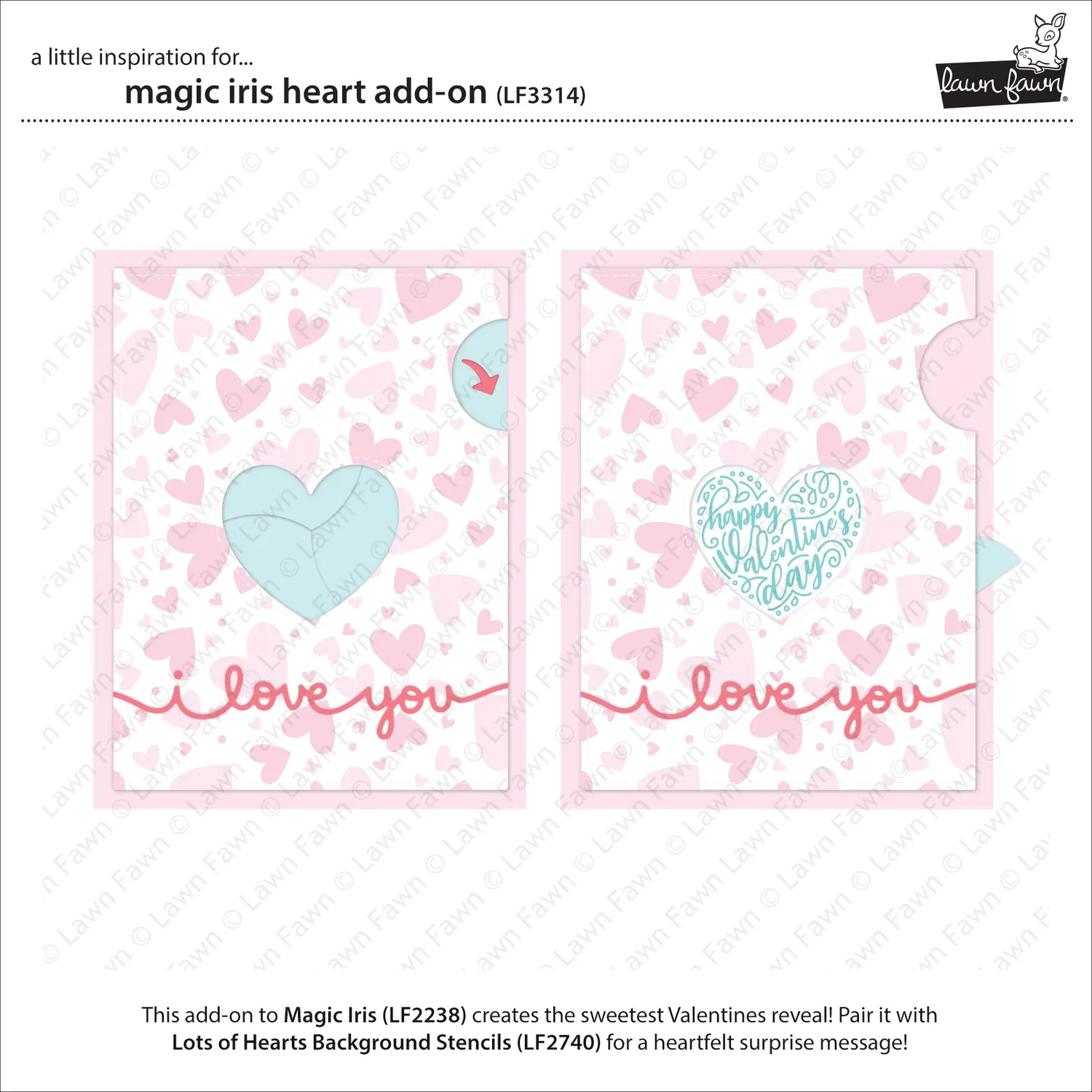 Lawn Fawn Magic Iris Heart Add-On Stanzschablone 2-tlg interaktiv