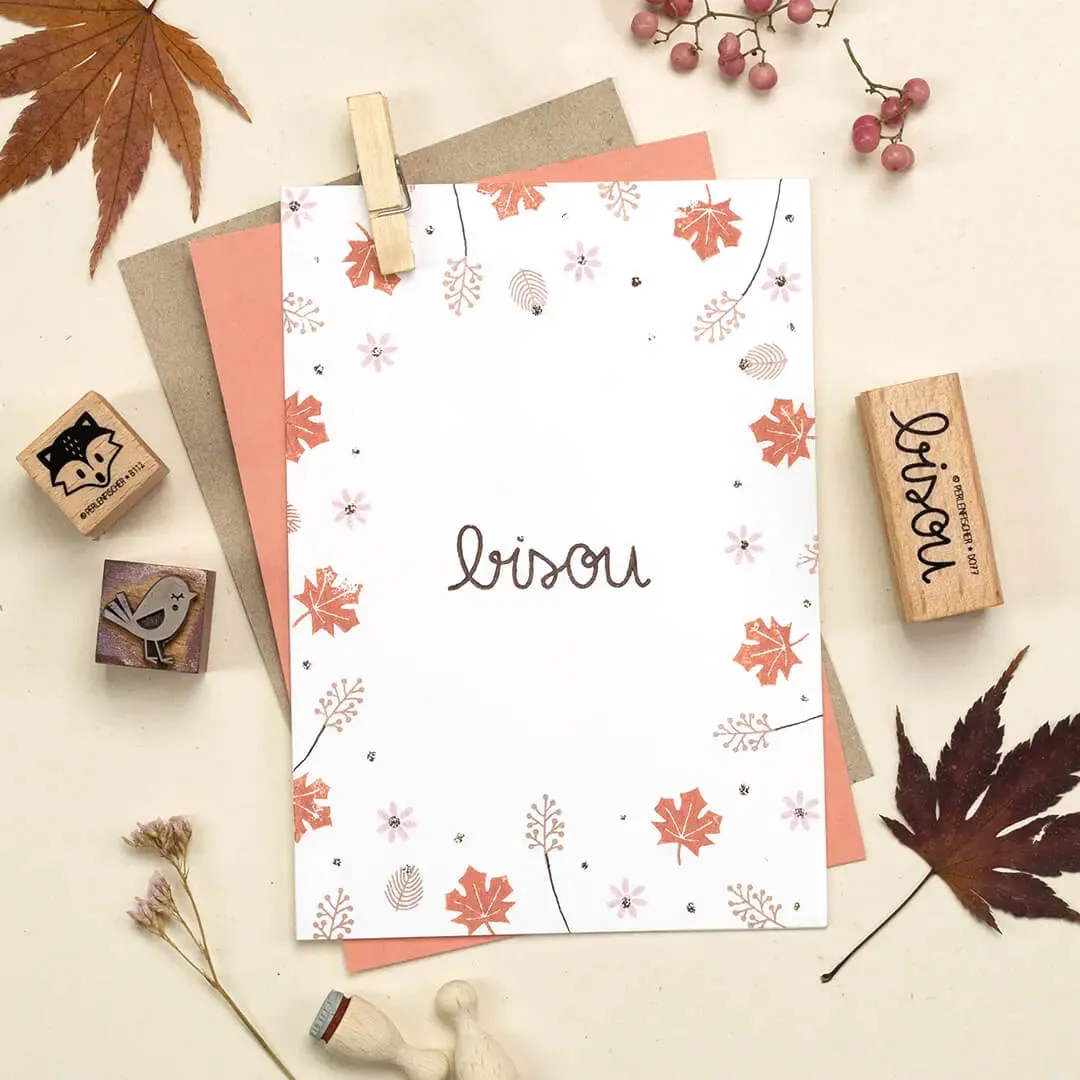 Perlenfischer Bisou Stempel Schriftzug 12x37 mm