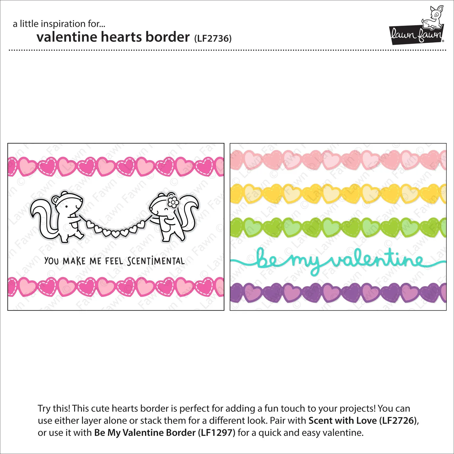 Lawn Fawn Lawn Cuts Valentine Hearts Border Stanze Herzen