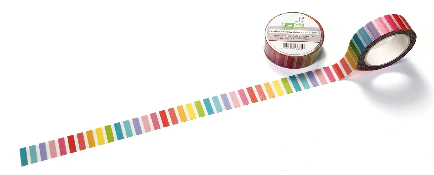 Lawn Fawn Vertical Rainbow Stripes Washi Tape 15mm