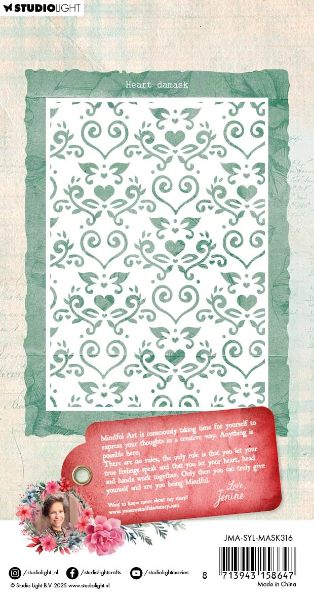 Jenine's Mindful Art Sending You Love Schablone Heart