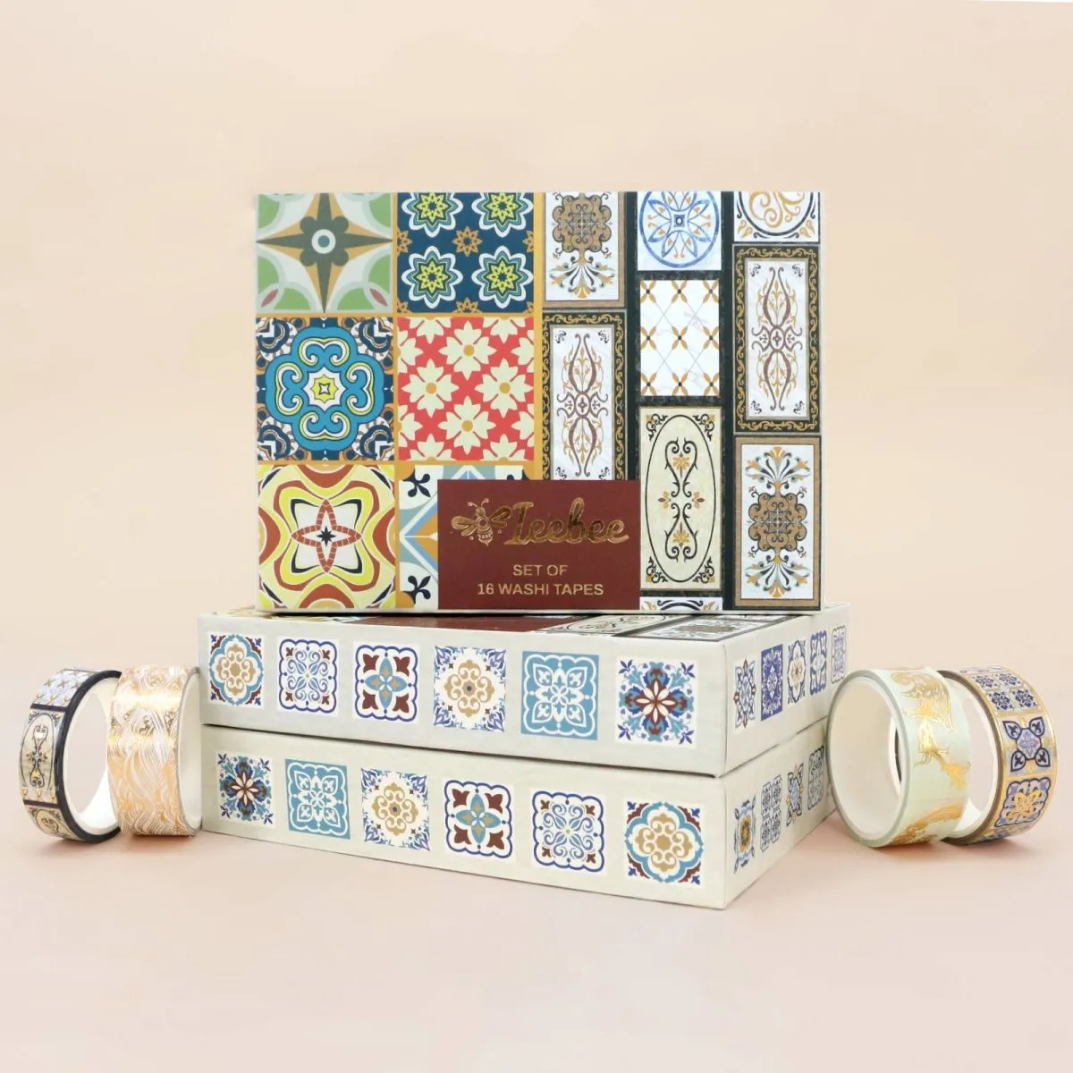 Ieebee Gold Foil Vintage Washi Tape Set 16 Rollen