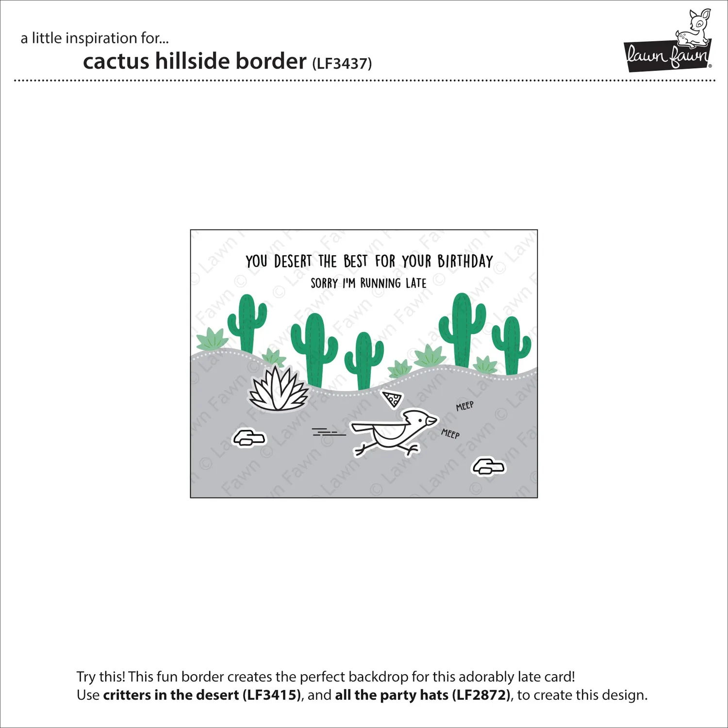 Lawn Fawn Lawn Cuts Cactus Hillside Border LF3437 Stanzschablone