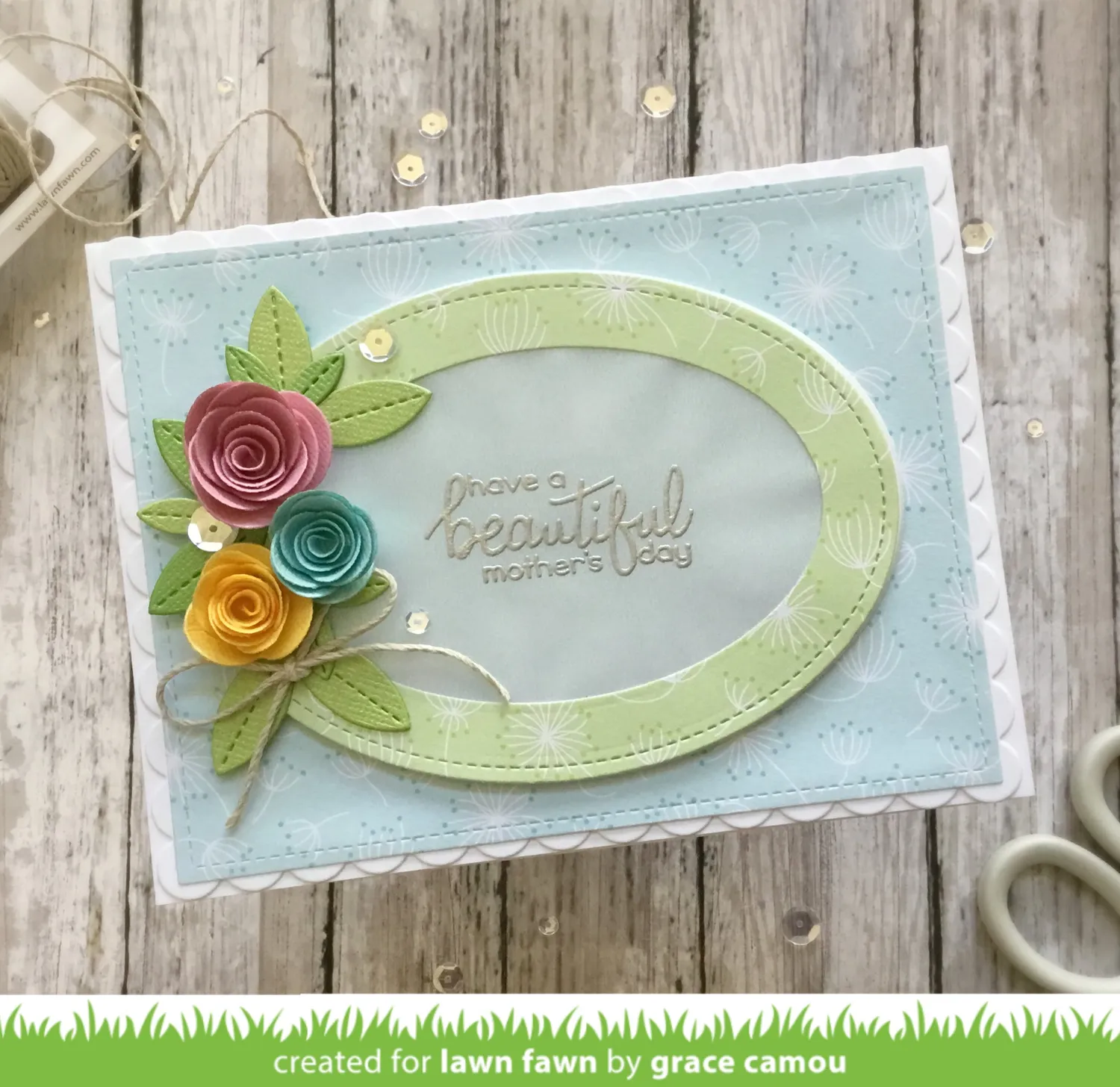 Lawn Fawn Rolled Roses Stanze Blumen 2 Größen