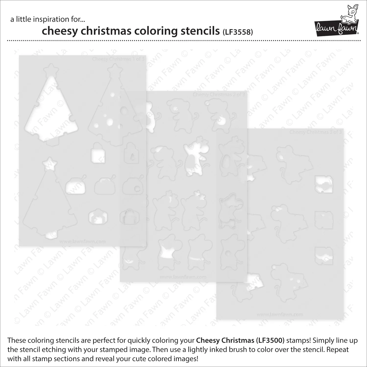 Lawn Fawn Cheesy Christmas Schablone 3-teilig Mäuse