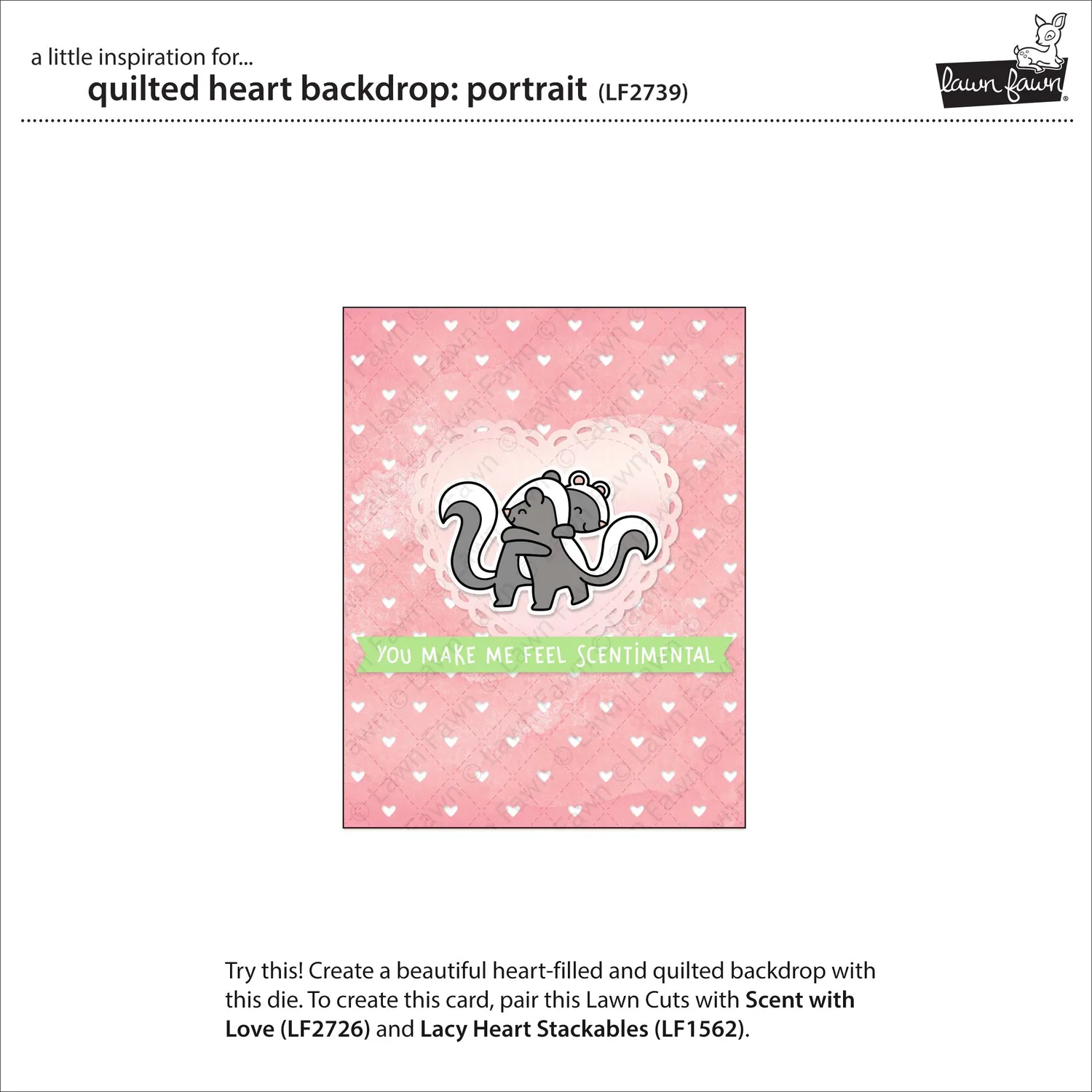 Lawn Fawn Quilted Heart Backdrop Portrait Stanzschablone Herz-Hintergrund