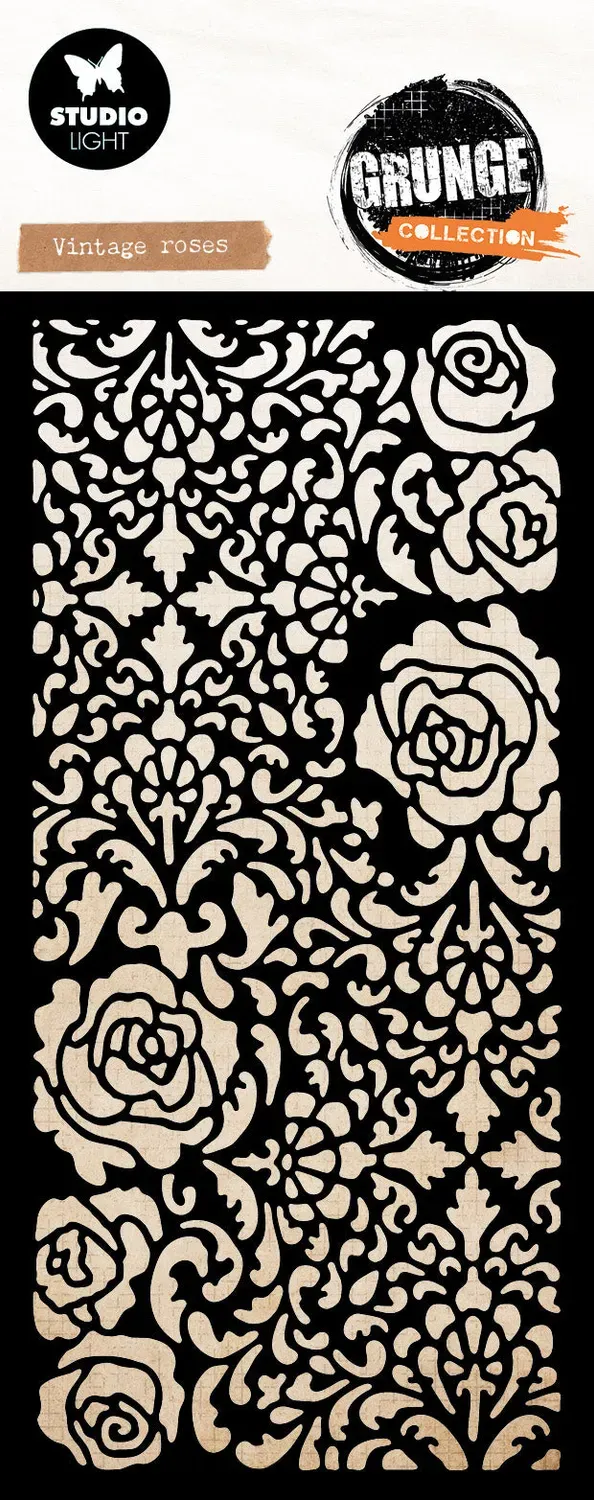 StudioLight Grunge Vintage Roses Mask Schablone 10x15 cm