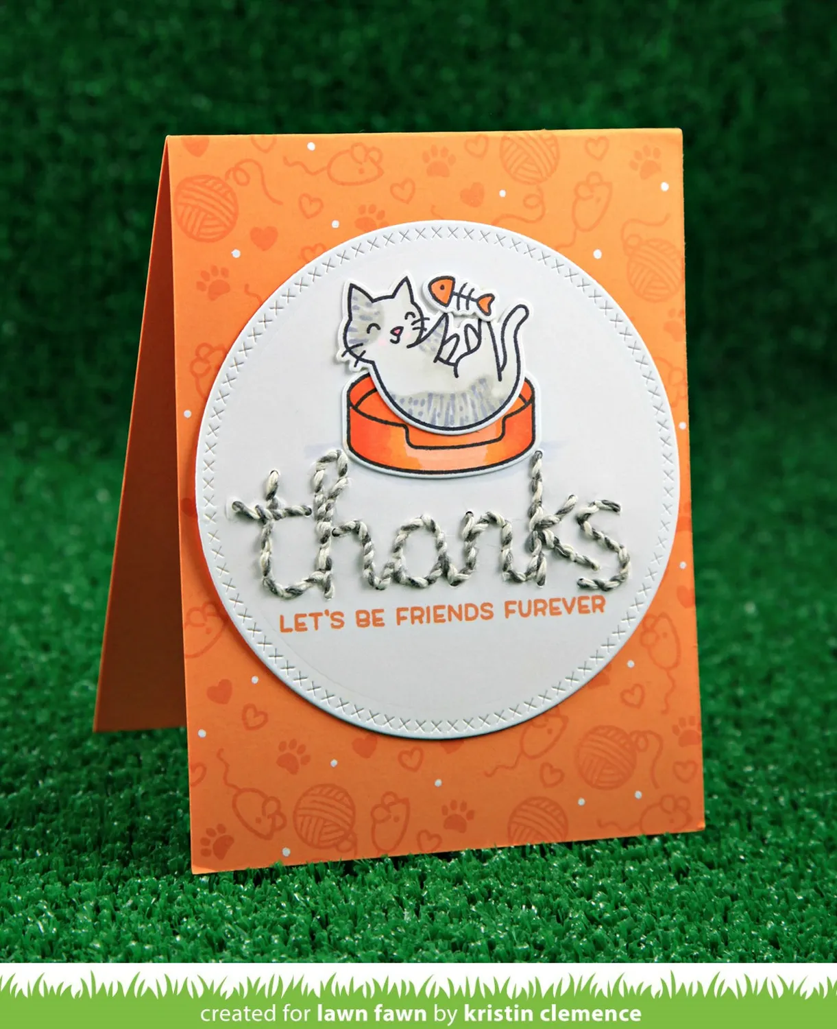 Lawn Fawn Lawn Cuts Embroidered Thanks Stanze genäht