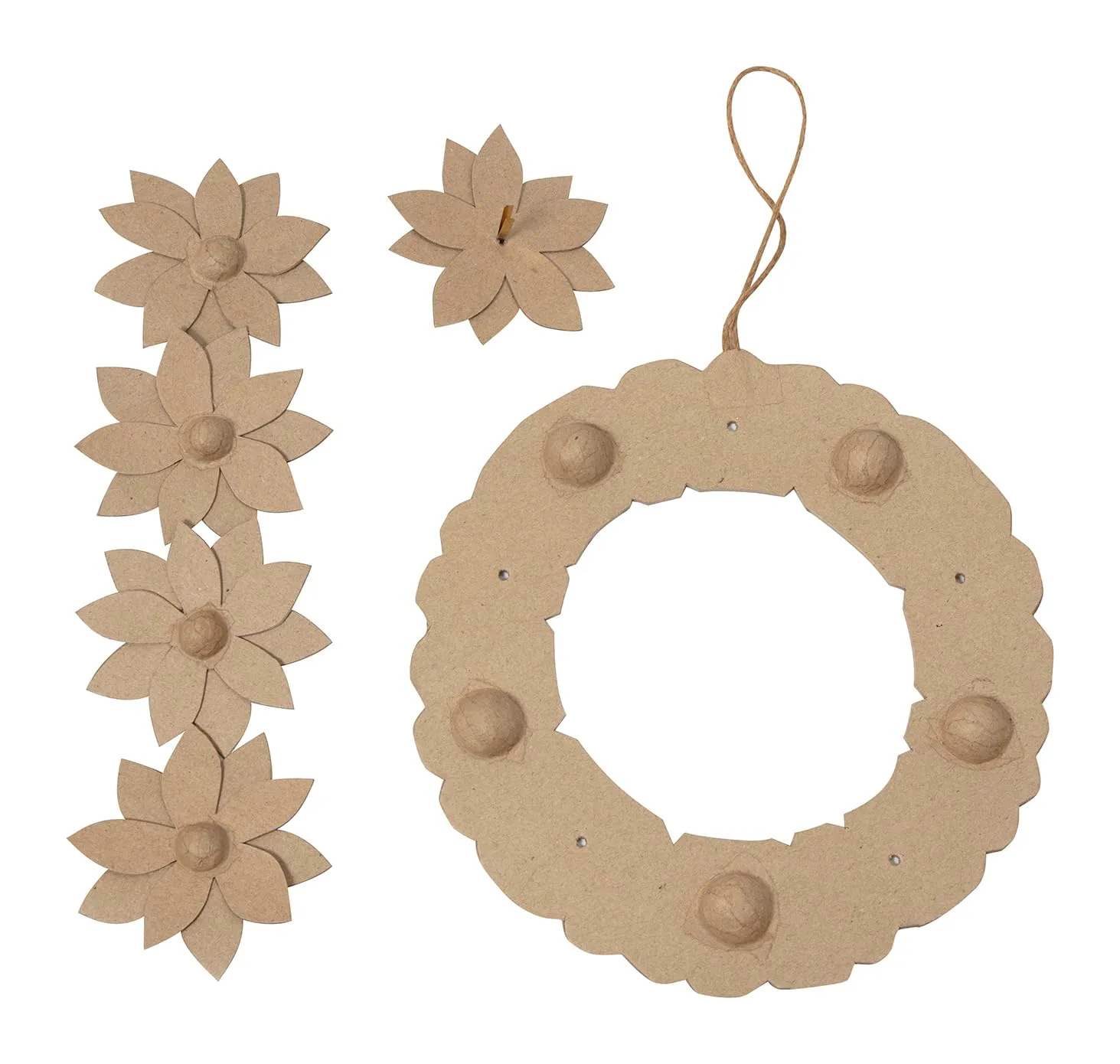 Décopatch HD067C Blumenkranz Pappmaché 29cm naturbraun