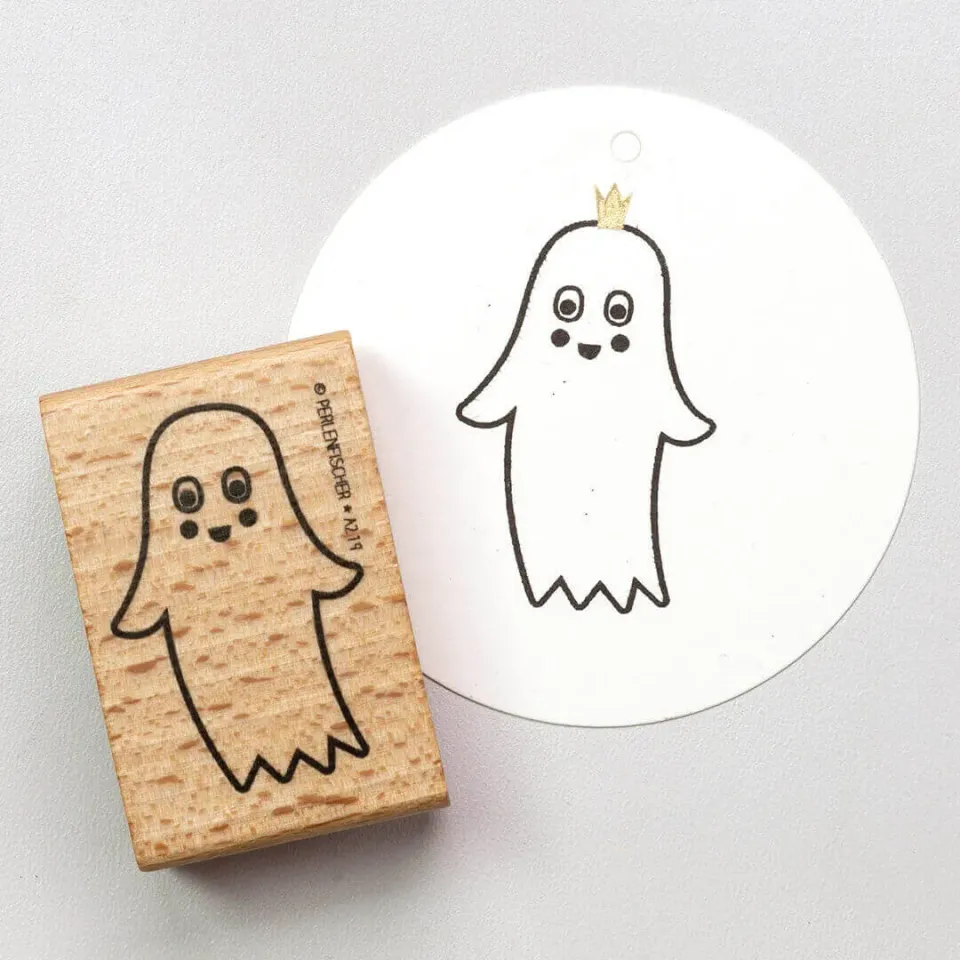 Perlenfischer Gespenst groß Stempel 45x30mm Halloween