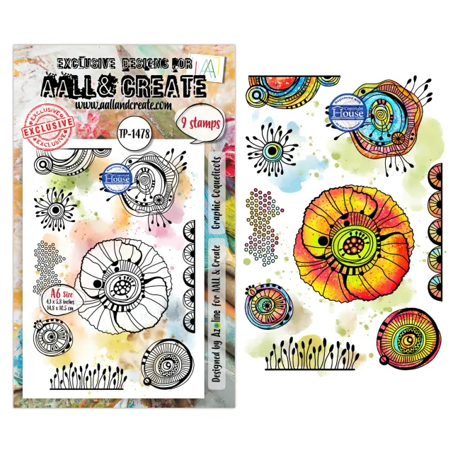 AALL and Create TP-1478 A6 Stempel Graphic Coquelicots 9-teilig