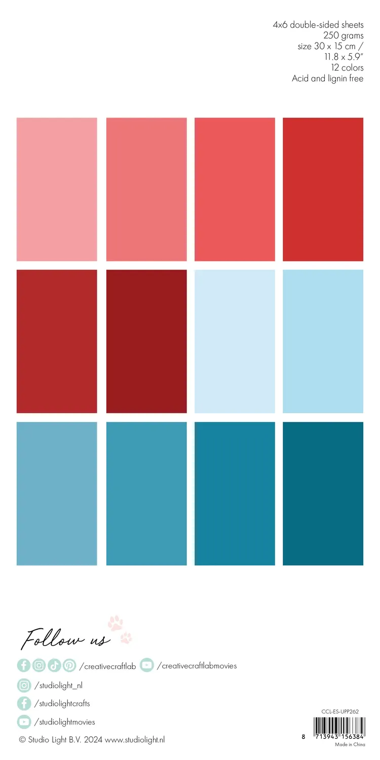 Creative Craftlab Essentials Unicolor Paper Pad Rot & Blau