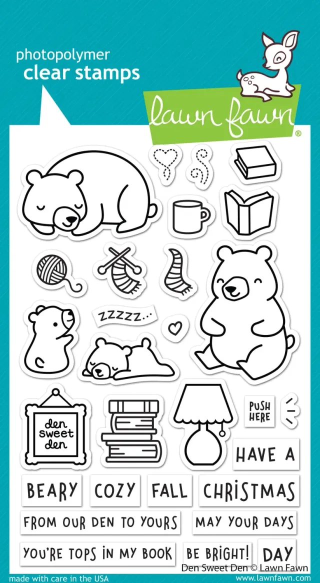 Lawn Fawn Den Sweet Den Klarsichtstempel Bären Winter