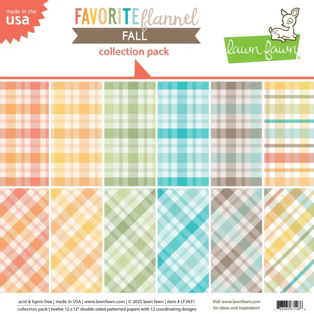 Lawn Fawn Favorite Flannel Fall Designpapier 12x12 12 Blatt Karo