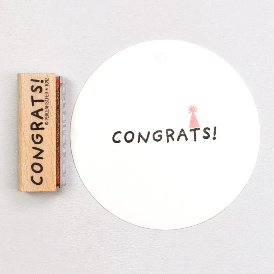 Perlenfischer Congrats Stempel Text 41x6 mm Geburtstag