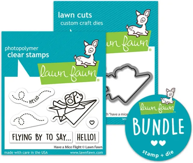 Lawn Fawn Have a Mice Flight Stempelset mit Stanzschablonen