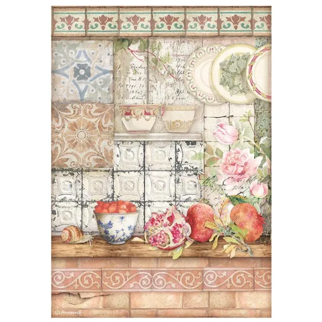 Stamperia Casa Granada Reispapier A4 Kacheln Tiles