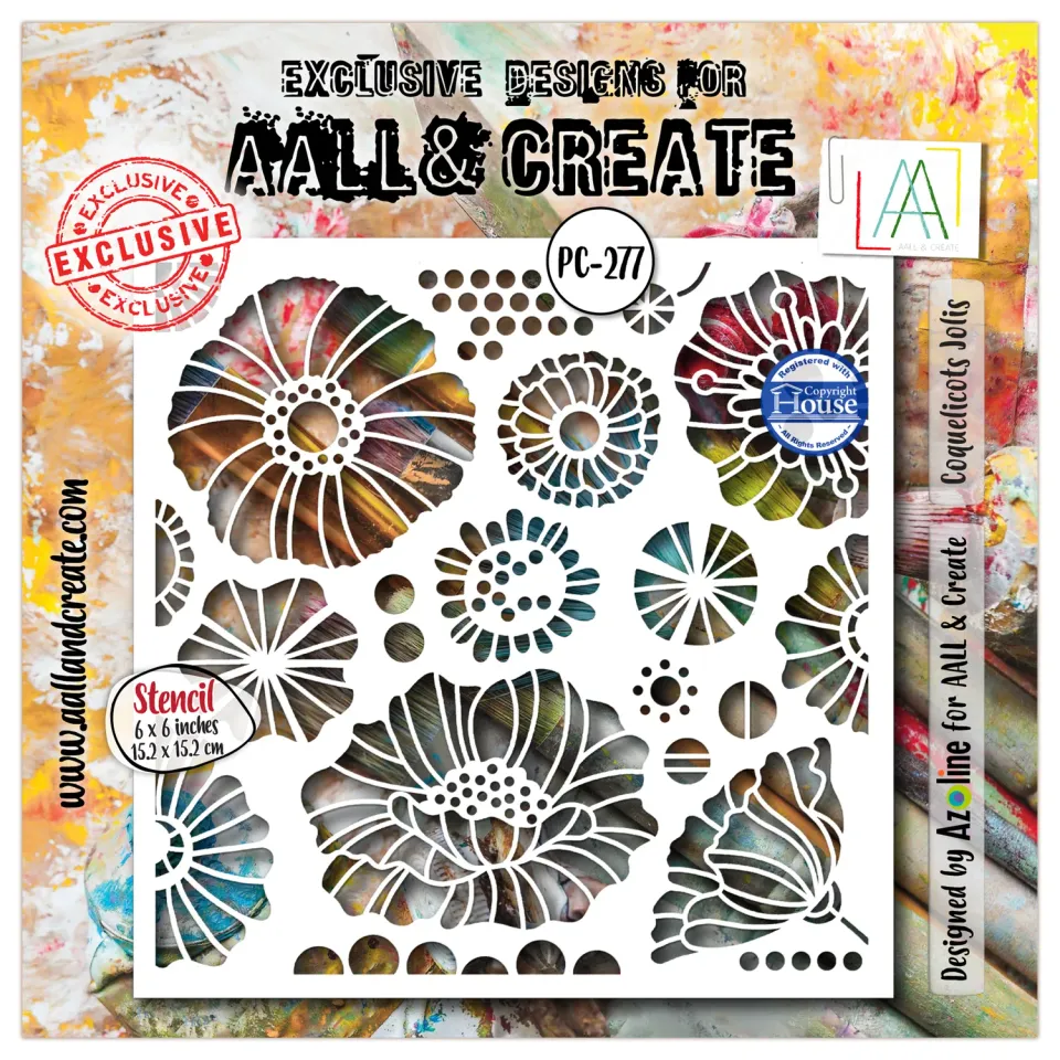 AALL and Create PC-277 Coquelicots Jolis Schablone 15x15
