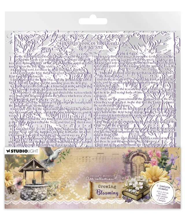 Jenine's Mindful Art Growing Blooming Acetatbögen Weiß 3 Stk