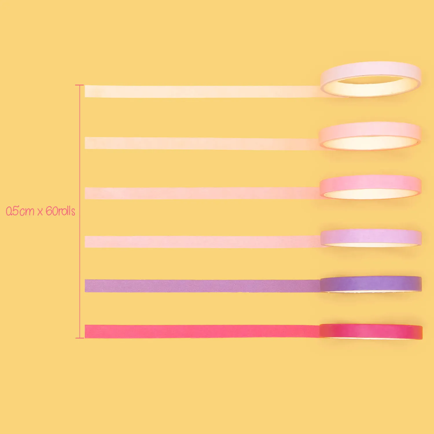 Ieebee Thin Washi Tape Set 60 Rollen 5 mm uni