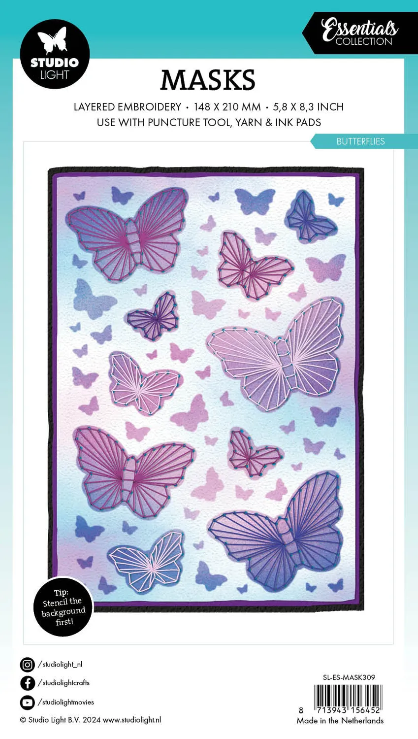 Studio Light Essentials Butterflies Schablone A5 Schmetterlinge