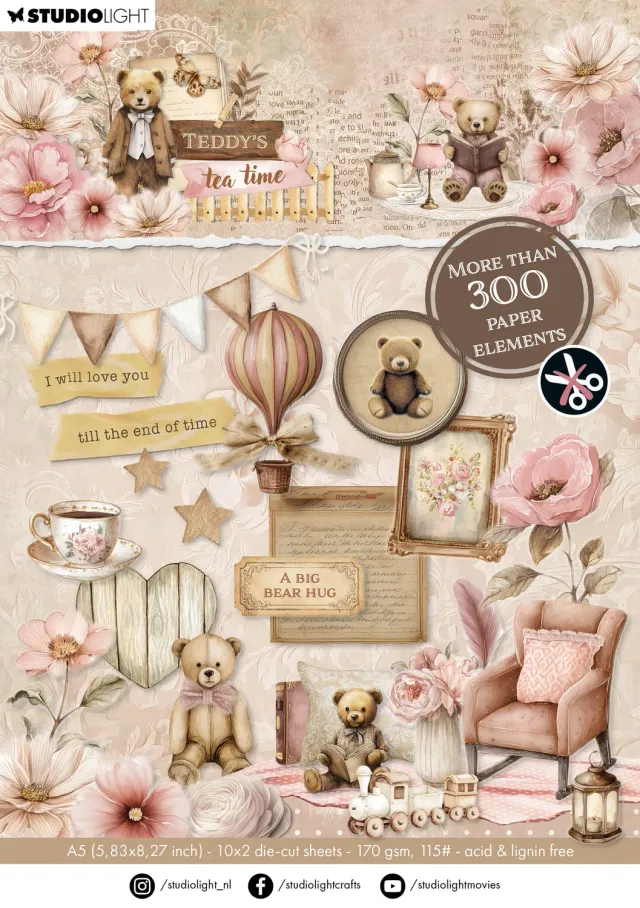 StudioLight Teddy's Tea Time Die-Cut Block Stanzteile 300-teilig