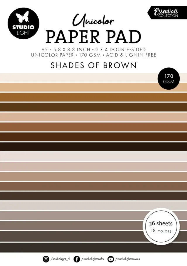 Studio Light Essentials Unicolor Paper Pad Shades of brown A5