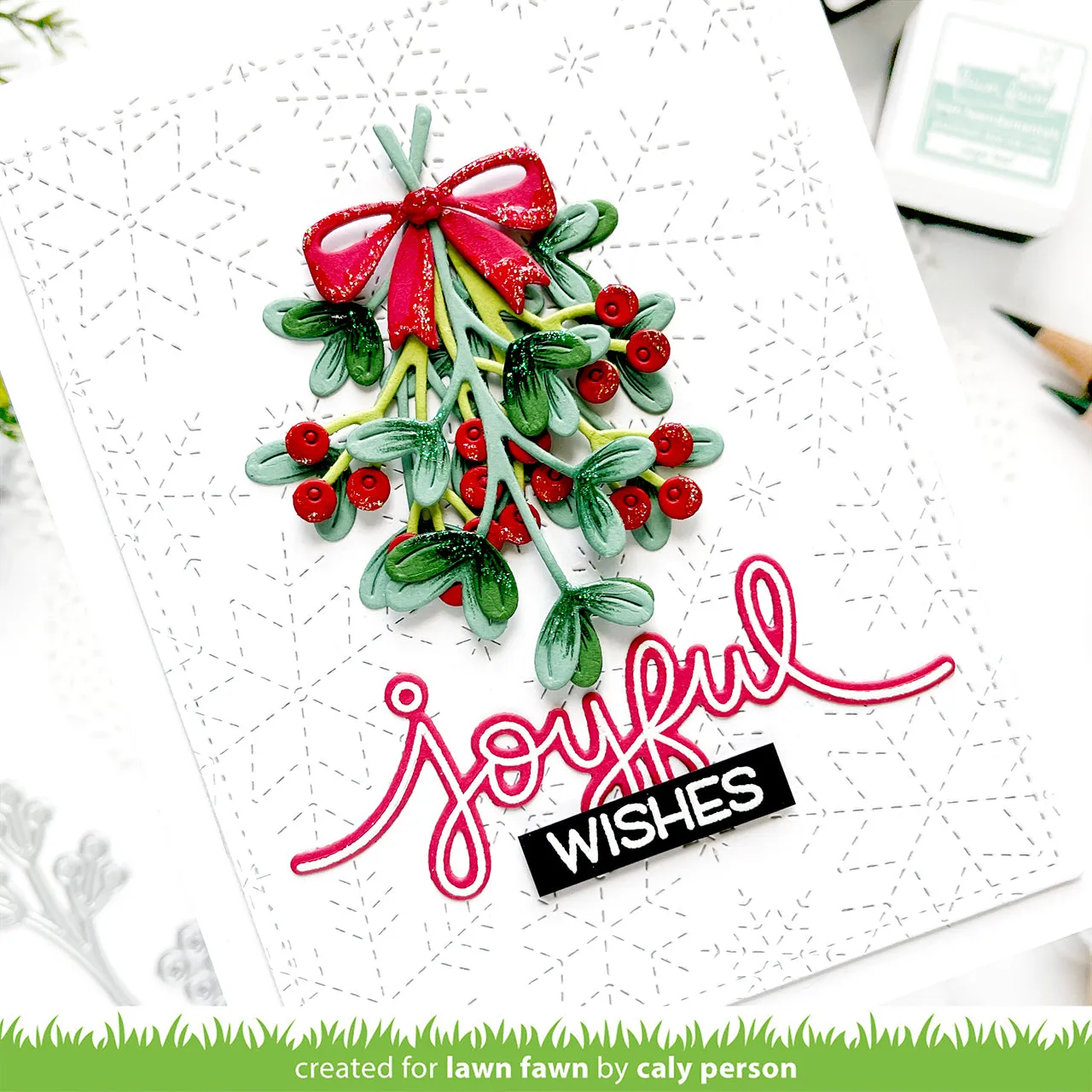 Lawn Fawn Merry Mistletoe Lawn Cuts Stanze Beeren
