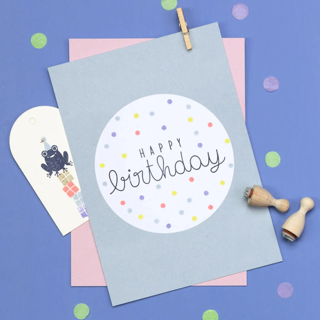 Perlenfischer Happy Birthday 6 Stempel Text 26x72mm